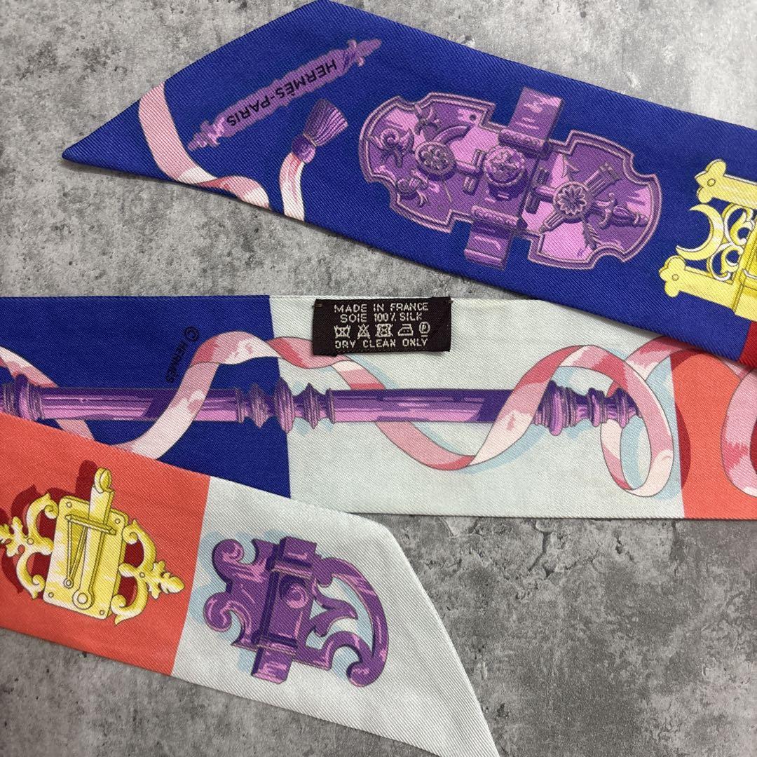 エルメス ツイリー Ferronnerie 鉄細工 モーヴ×ルージュ×シエル 小物