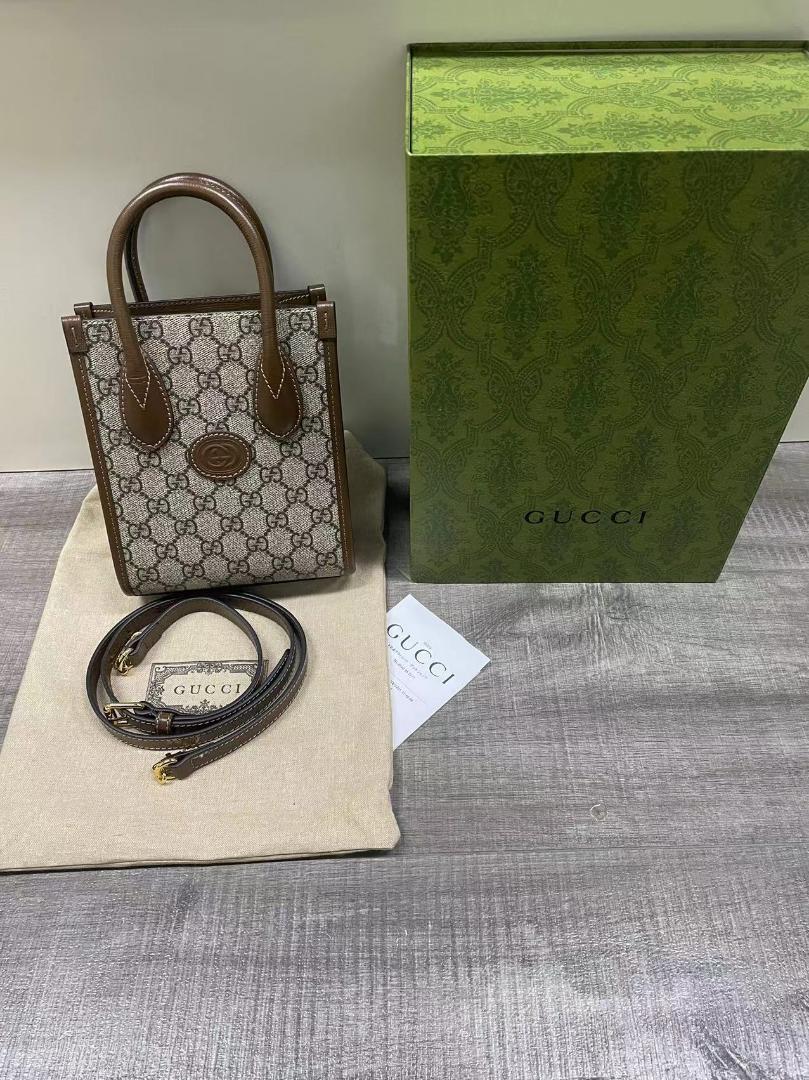 Gucci インターロッキングG付き ミニトートバッグ ショルダーバッグ 美 Gucci インターロッキングG付き ミニトートバッグ ショルダーバッグ 美