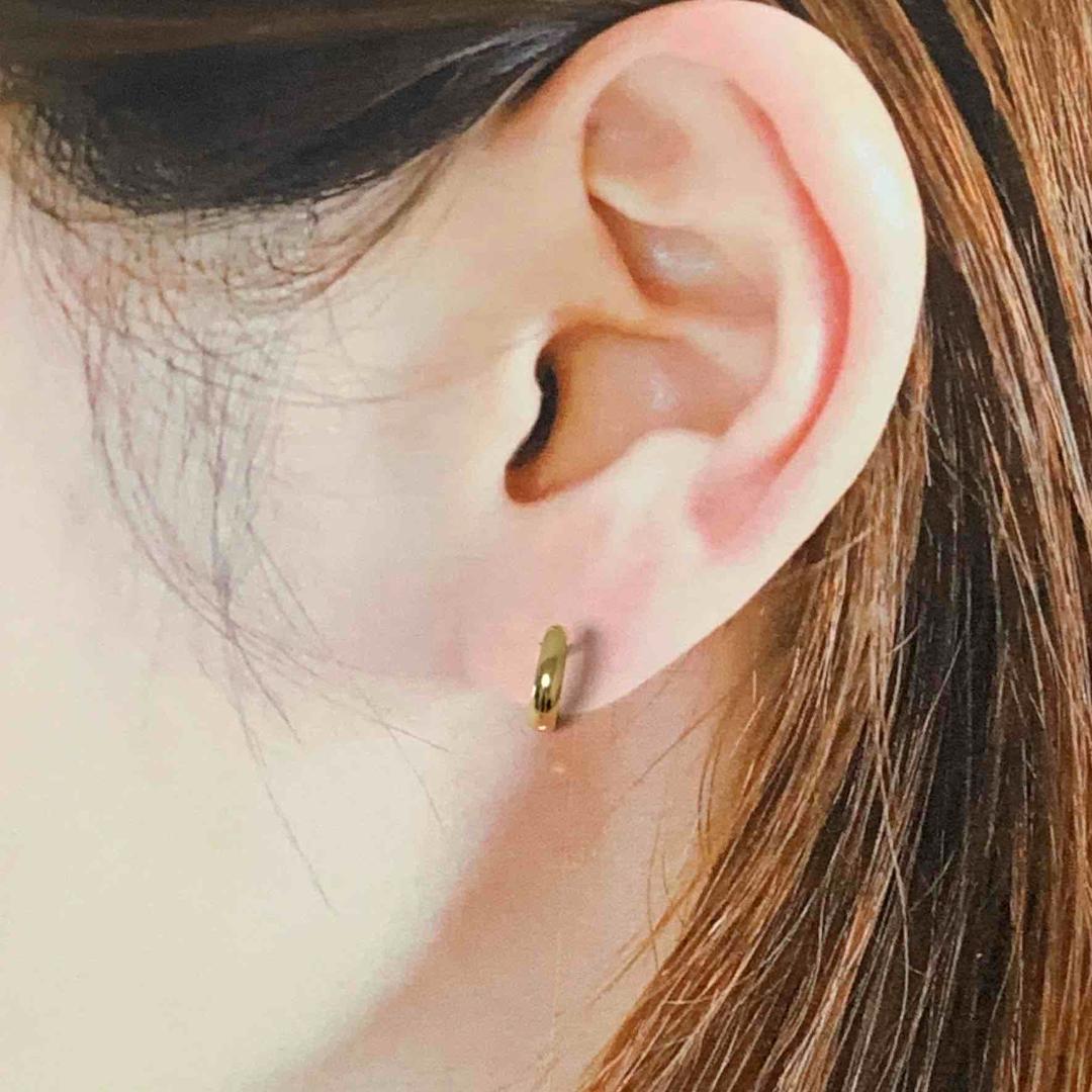 地金＊18金【3×10mm 月甲フープピアス】Yゴールド K18刻印入 新品！