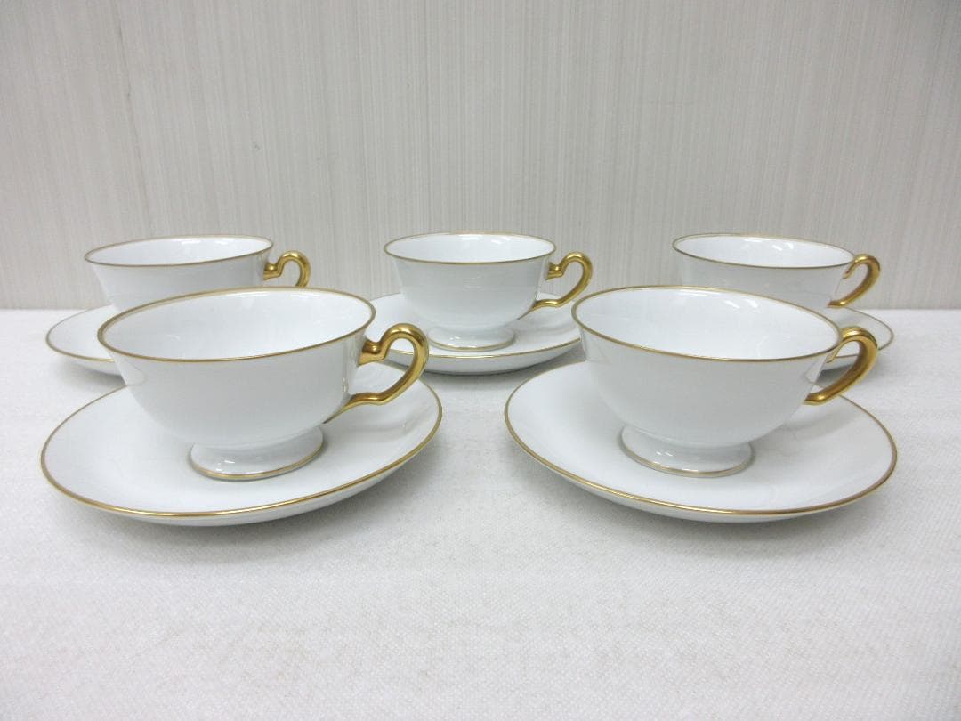 大倉陶園 OKURA ゴールドライン カップ ソーサー 5客 珈琲 紅茶 a