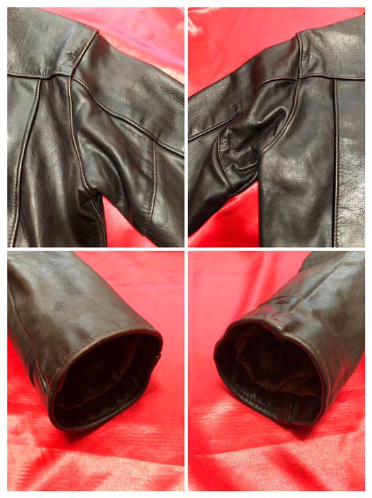 すると Schott 659ダークブラウン サイズ38 WhArl-m39733080412 襟付シングルライダースジャケット よってシボ