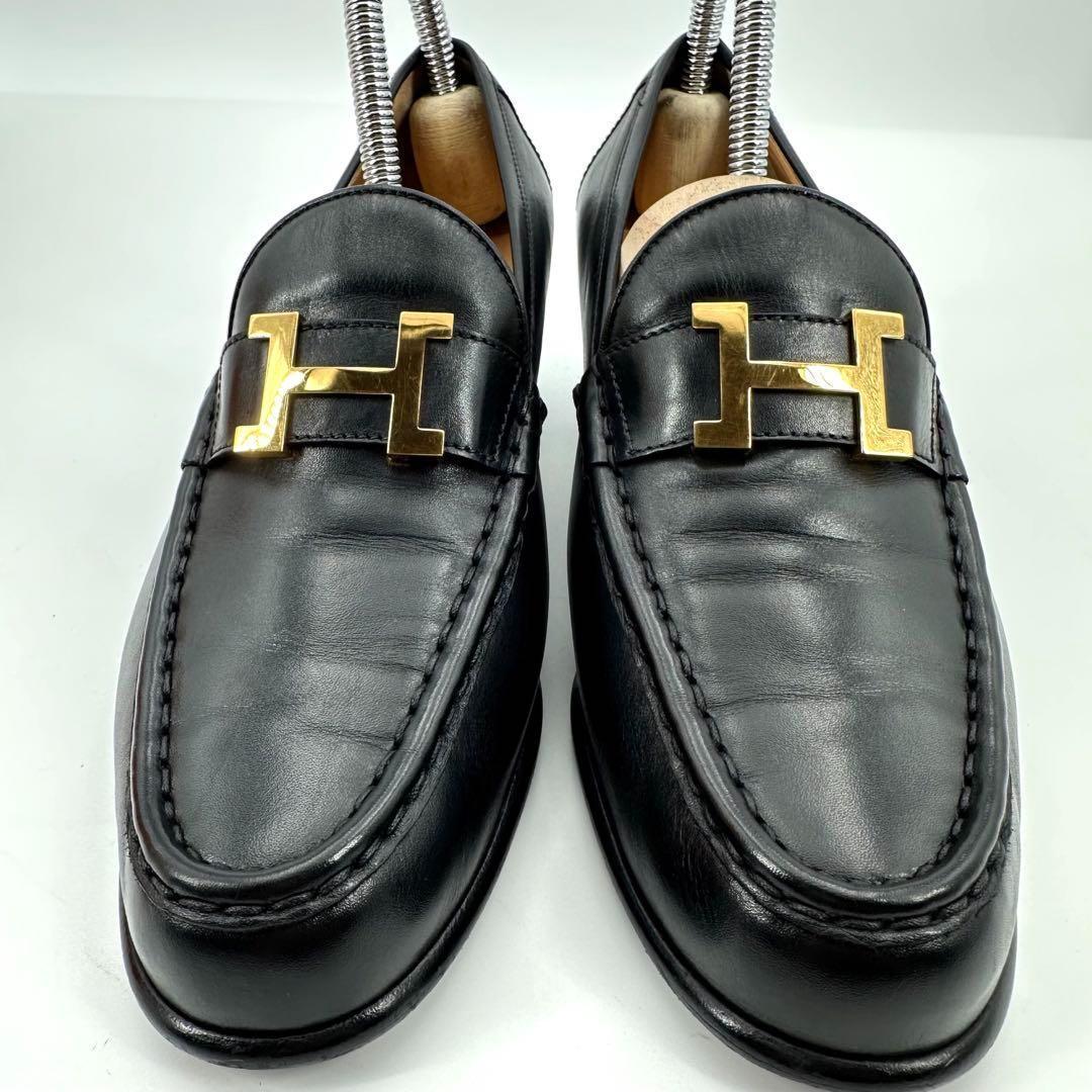 美品✨HERMES 厚底　ローファー　Hロゴ　ブラック　本革　サイズ38 ヘルメス（サントリー） HERMES エルメス コレット ローファー