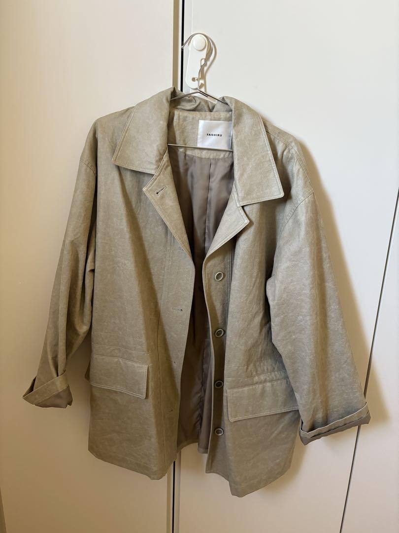 Fashiru leather like shirt jacket/beige