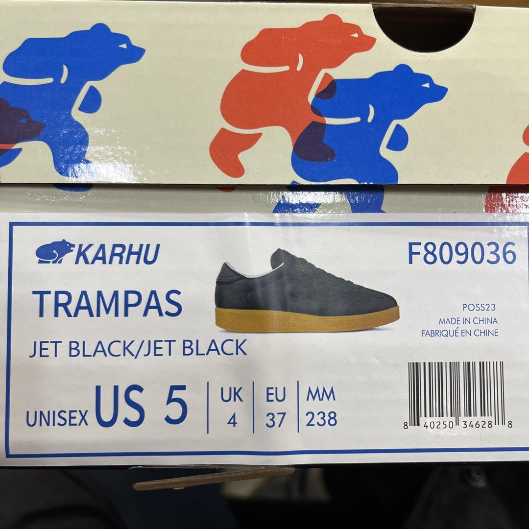 カルフ809036トランパス.黒レザー.US5. 新品.定価¥19800 レディース