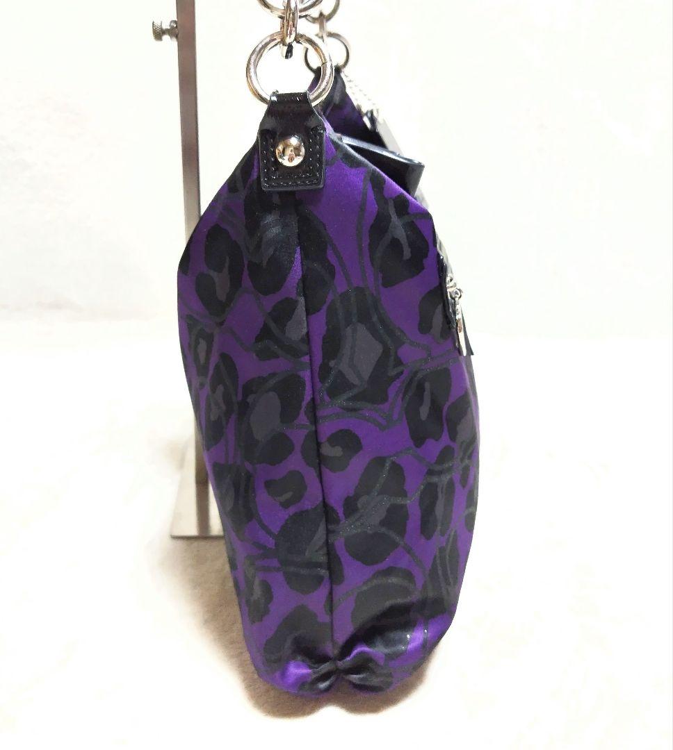 ♡COACH♡ポピー ワンショルダーバッグ 2way 紫黒花柄 ラメ