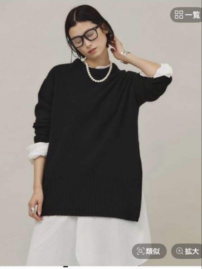 Curensologyウールカシミヤサイドジッププルオーバー ︎ブラック