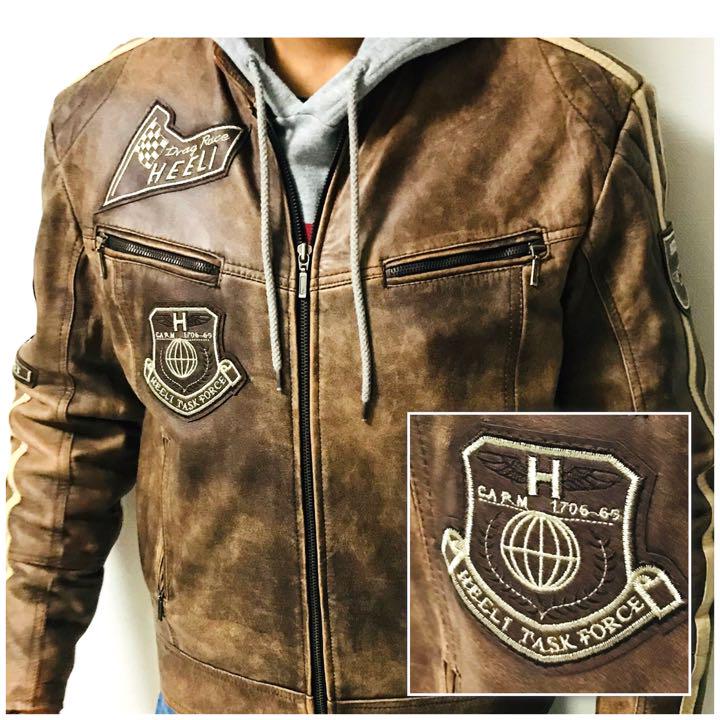 Heeli leather biker race jacket★メンズLサイズ