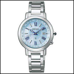 SEIKO LUKIA ソーラー電波腕時計 チタン ブルー×白蝶貝文字盤