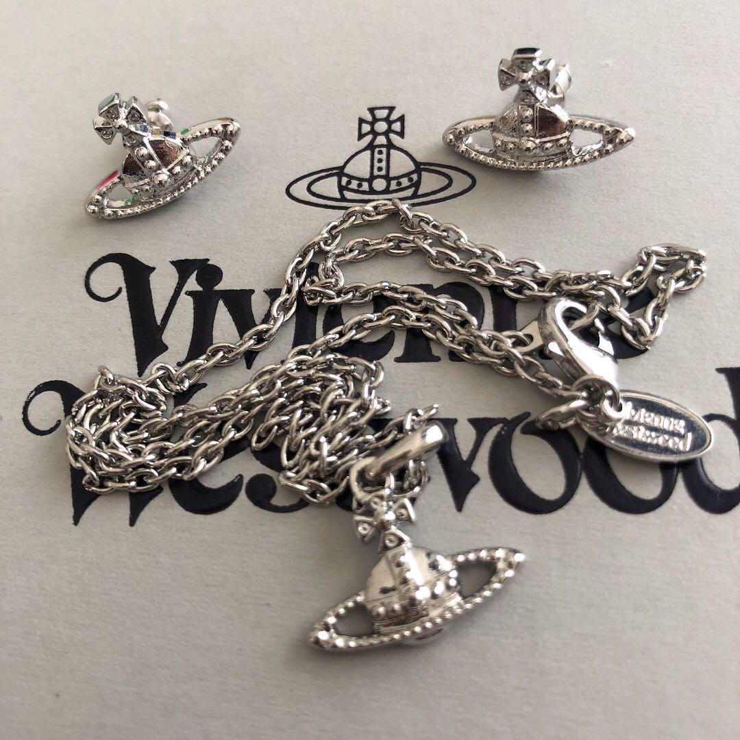 ヴィヴィアン ネックレス　ピアス　セット　プチオーブ パープルシルバー Vivienne Westwood ヴィヴィアンウエストウッド ネックレス