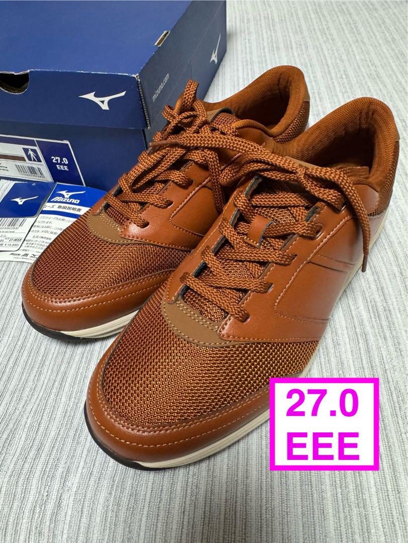 Mizuno ウォーキングシューズ 27.0 EEE ブラウン YOUDO M
