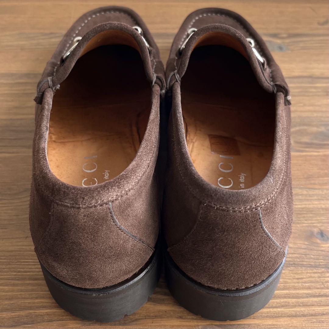 ITALY製 GUCCI ホースビットローファー 茶銀 41 E 25.5