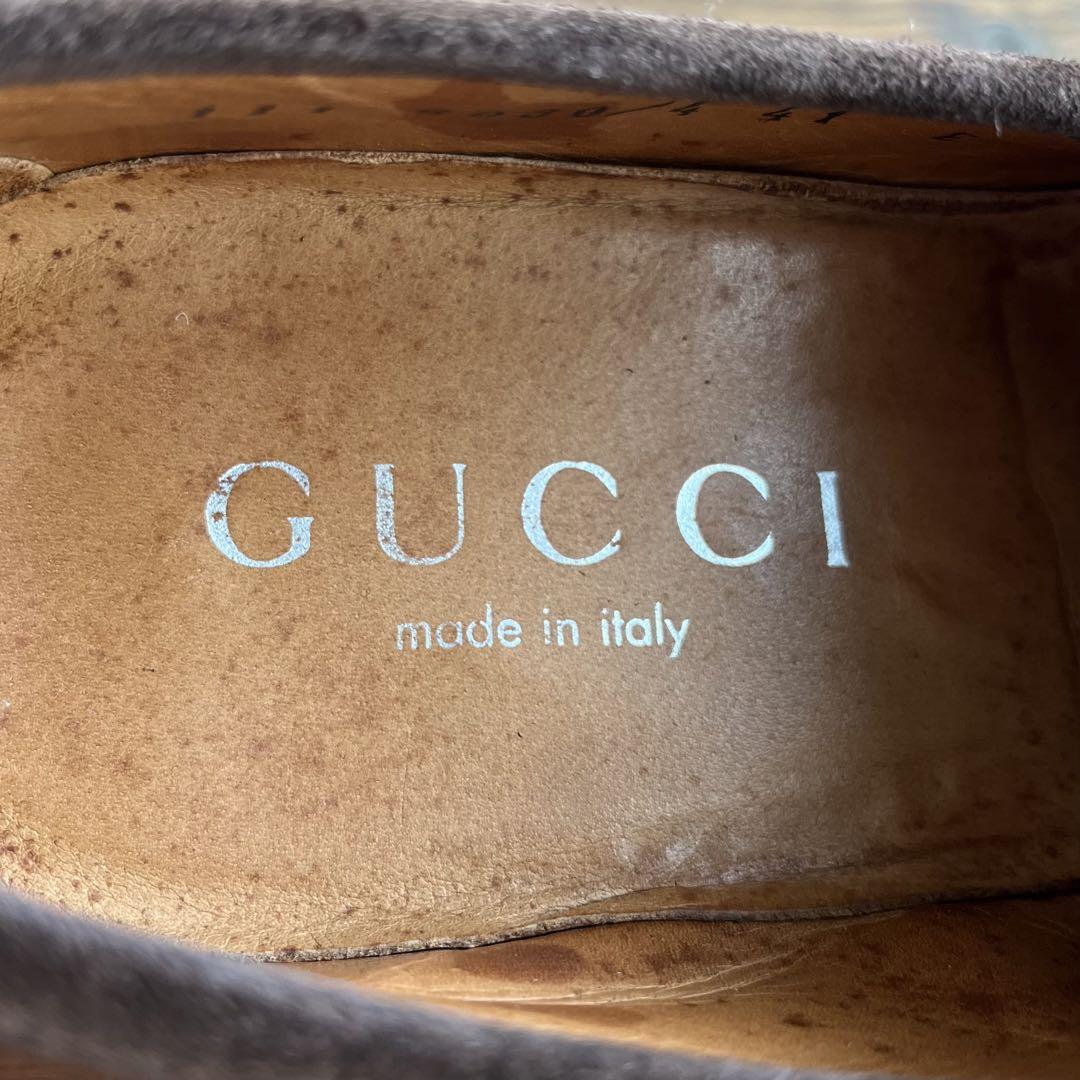 ITALY製 GUCCI ホースビットローファー 茶銀 41 E 25.5
