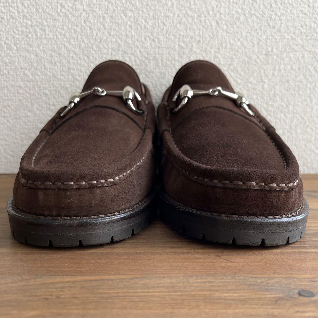 ITALY製 GUCCI ホースビットローファー 茶銀 41 E 25.5