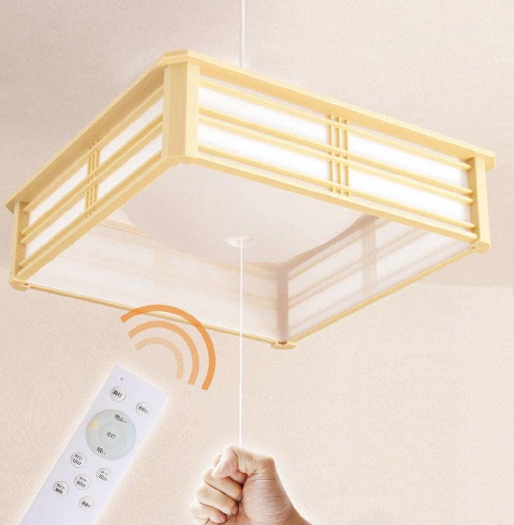 8畳 LED和風シーリングライト 昼光色 プルスイッチとリモコン付き (新品）