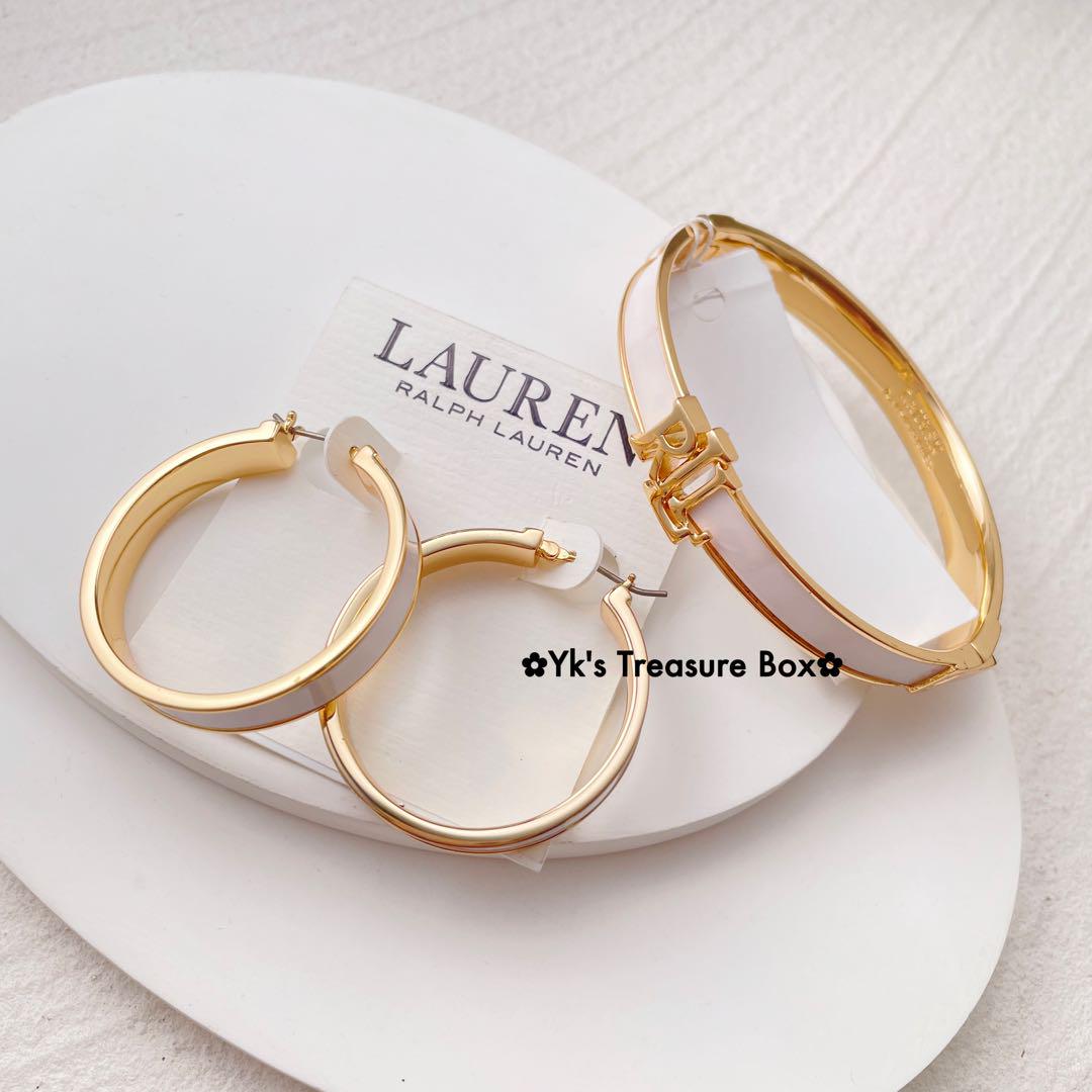 B702/RALPH LAUREN/3cm/ホワイト ゴールド フープピアス - メルカリ