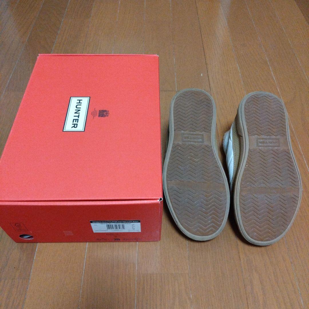 HUNTER WOMEN PUFFER KNIT BOOT 白 23cm