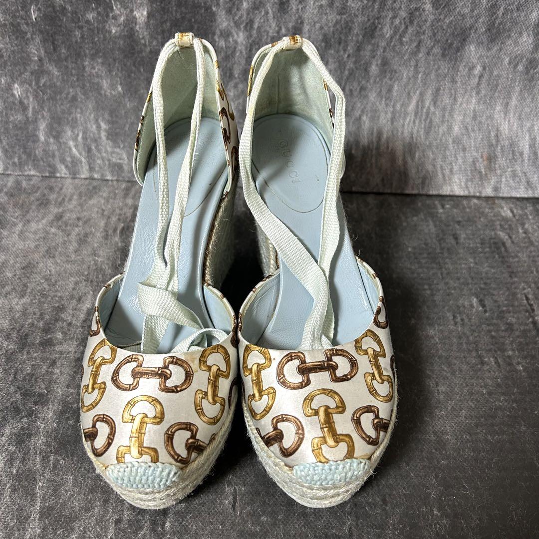 最先端 厚底サンダル GUCCI エスパドリーユ 21.5-22cm相当 ホースビット 靴