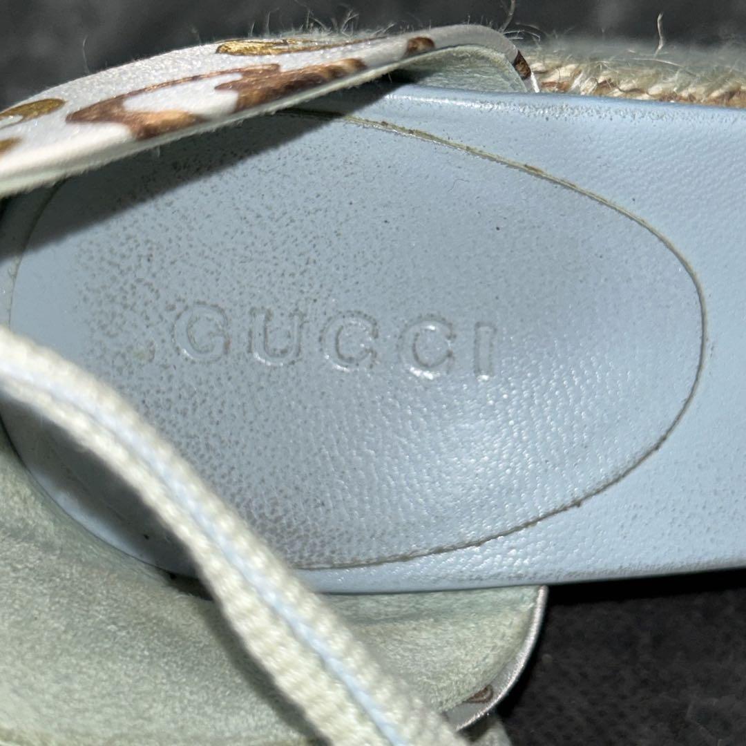 GUCCI 厚底サンダル エスパドリーユ ホースビット 21.5-22cm相当