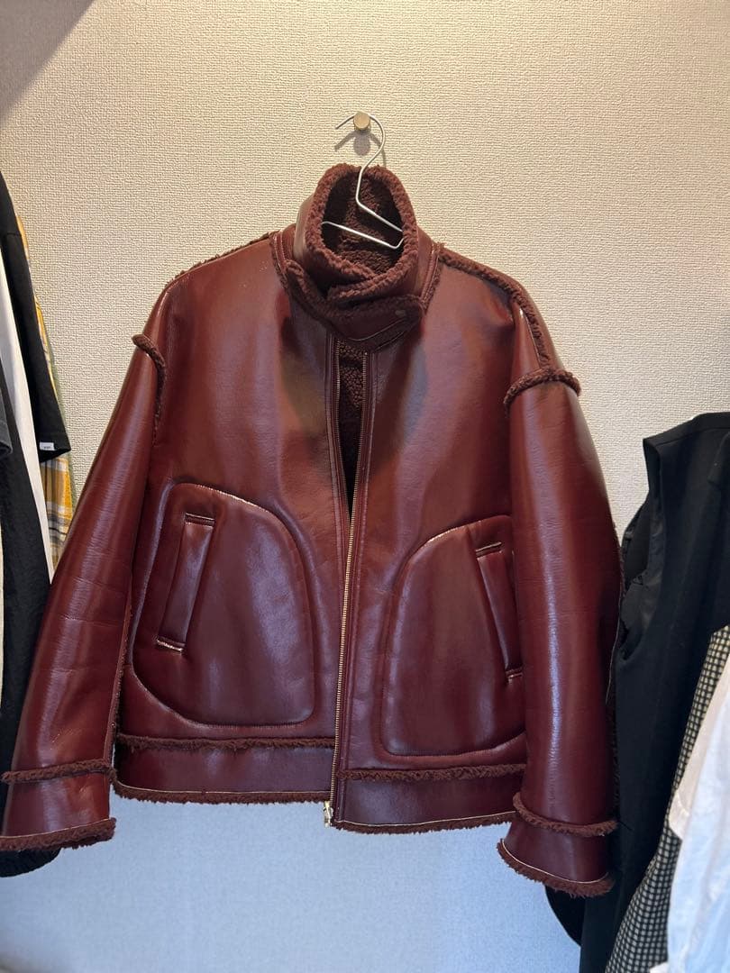 レザー ボア襟付きショートジャケット6 ロク リバーシブル