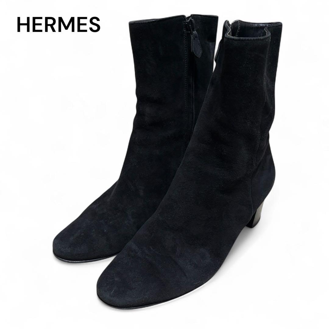 赤 スエード ブーティ 36 エルメス HERMES エルメス スエード ブーティ 36 - メルカリ