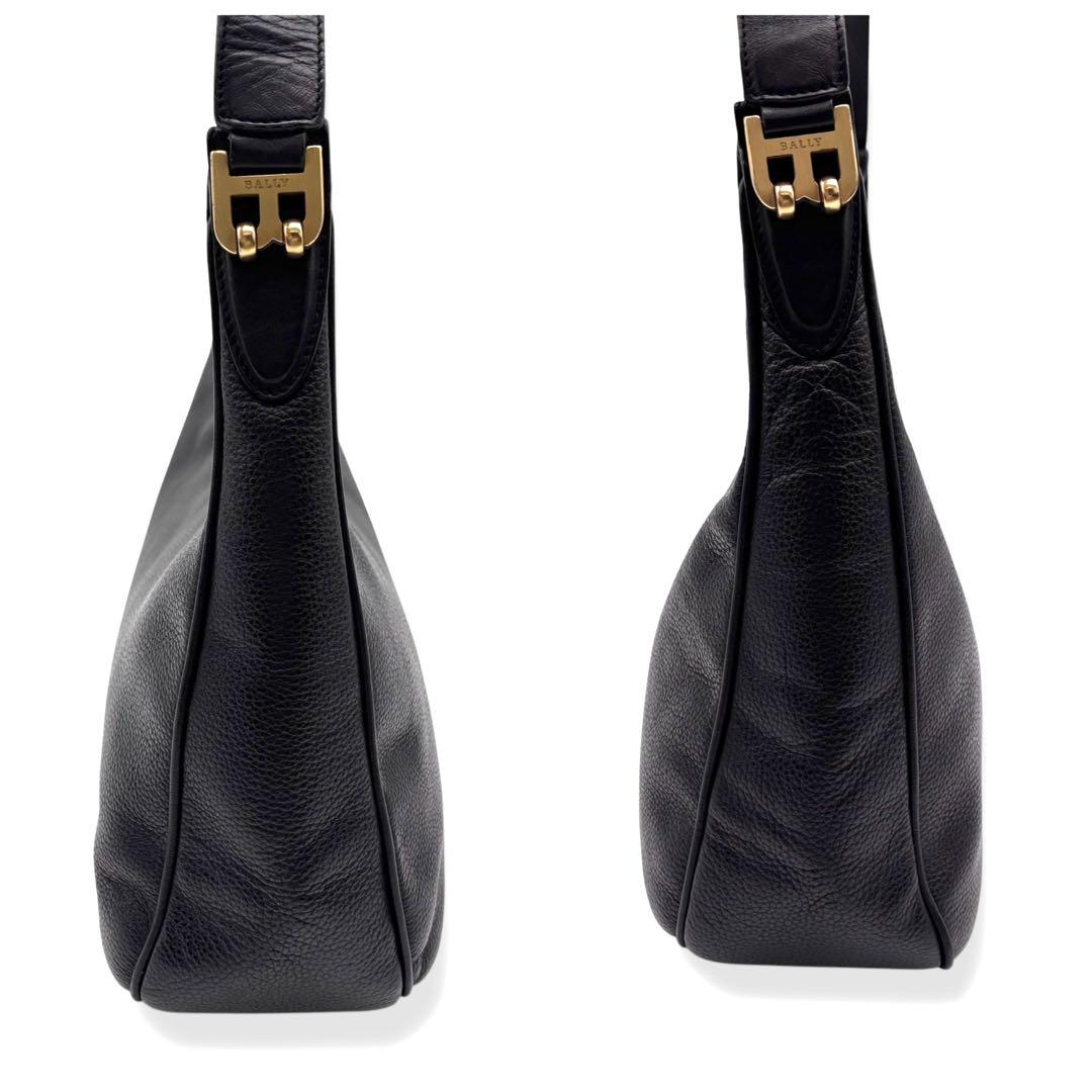 良品】BALLY レザー ワンショルダー バッグ ブラック ロゴ金具