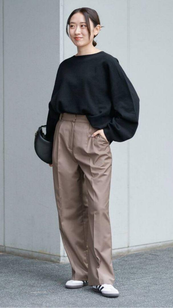 美品IENA TRギャバタックストレートパンツ34 ブラウン
