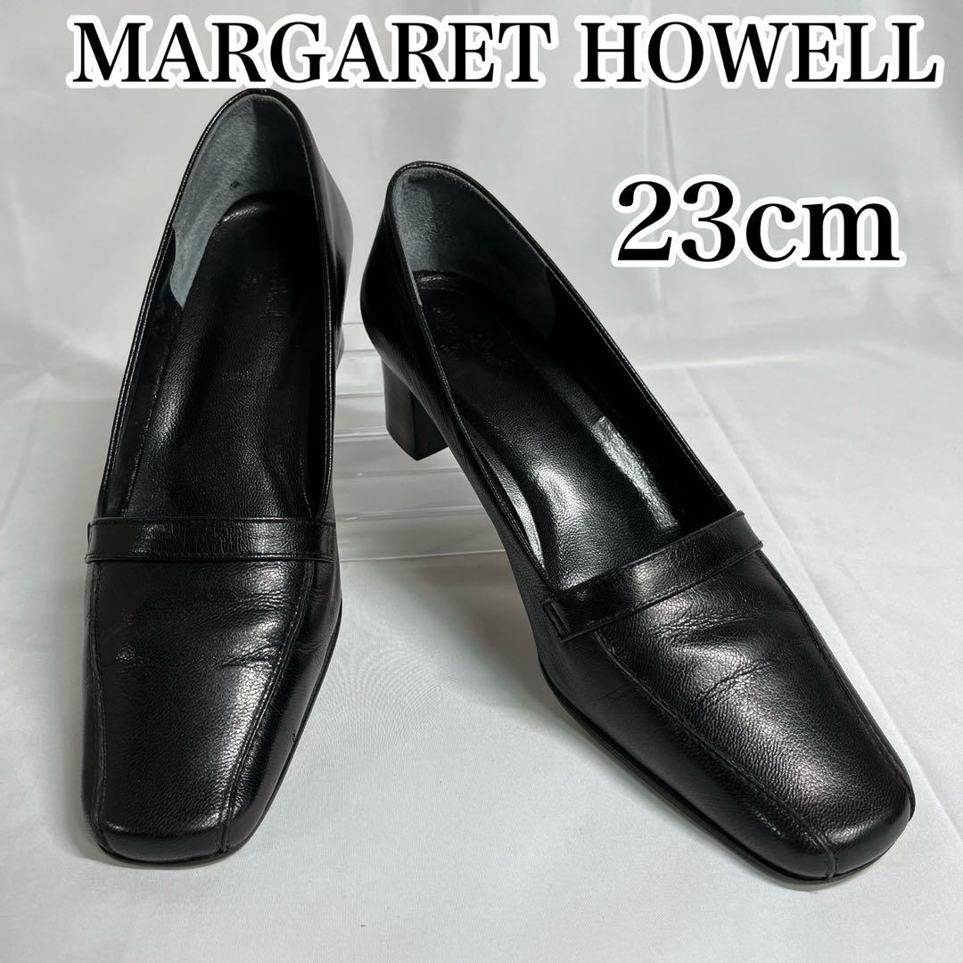 極美品 MARGARET HOWELL 黒 レザー パンプス 23cm - メルカリ