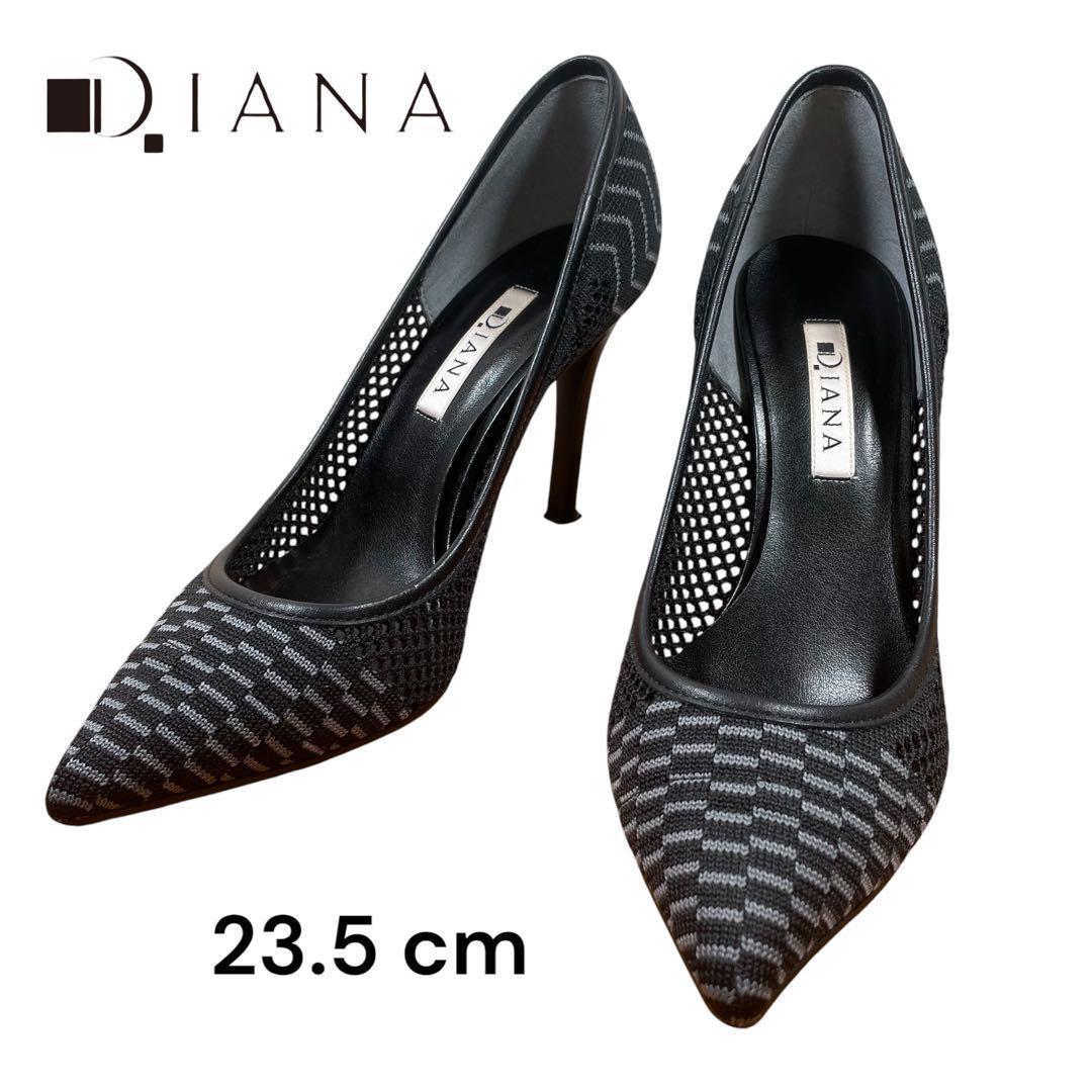 【 DIANA 】 パンプス メッシュ ポインテッドテゥ 黒 23.5 cm