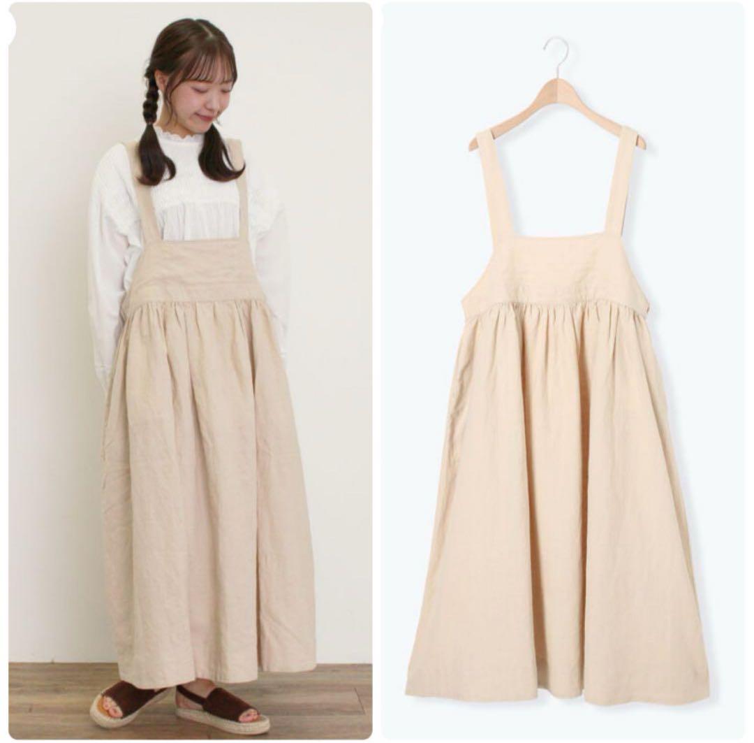 サマンサモスモス 【Cross×Linen】ジャンスカ　ベージュ　ナチュラル