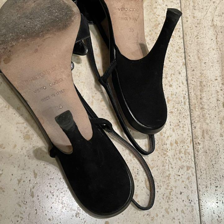 ブルーノマリ 黒×シルバー ビジュー サンダル
