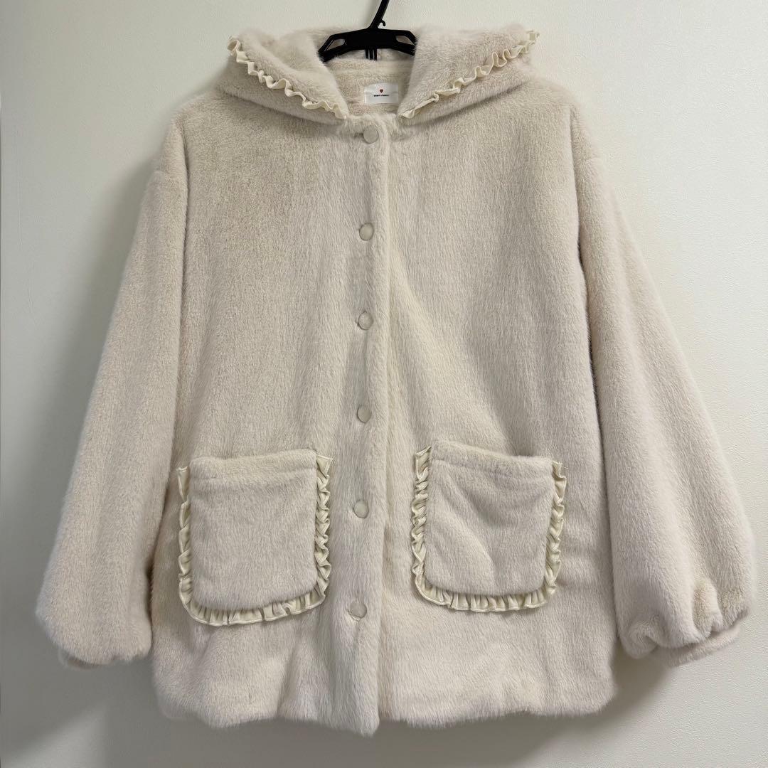 merry jenny フリルフードフェイクファージャケット merry jenny フリルフードフェイクファージャケット