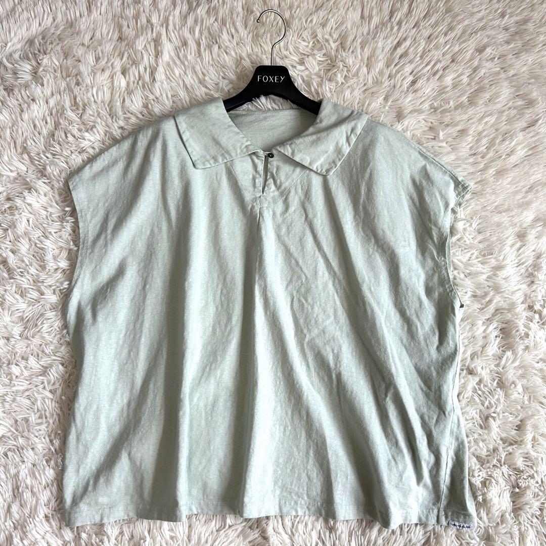 nest Robe UpcycleLino コットンリネン 天竺 襟付きTシャツ