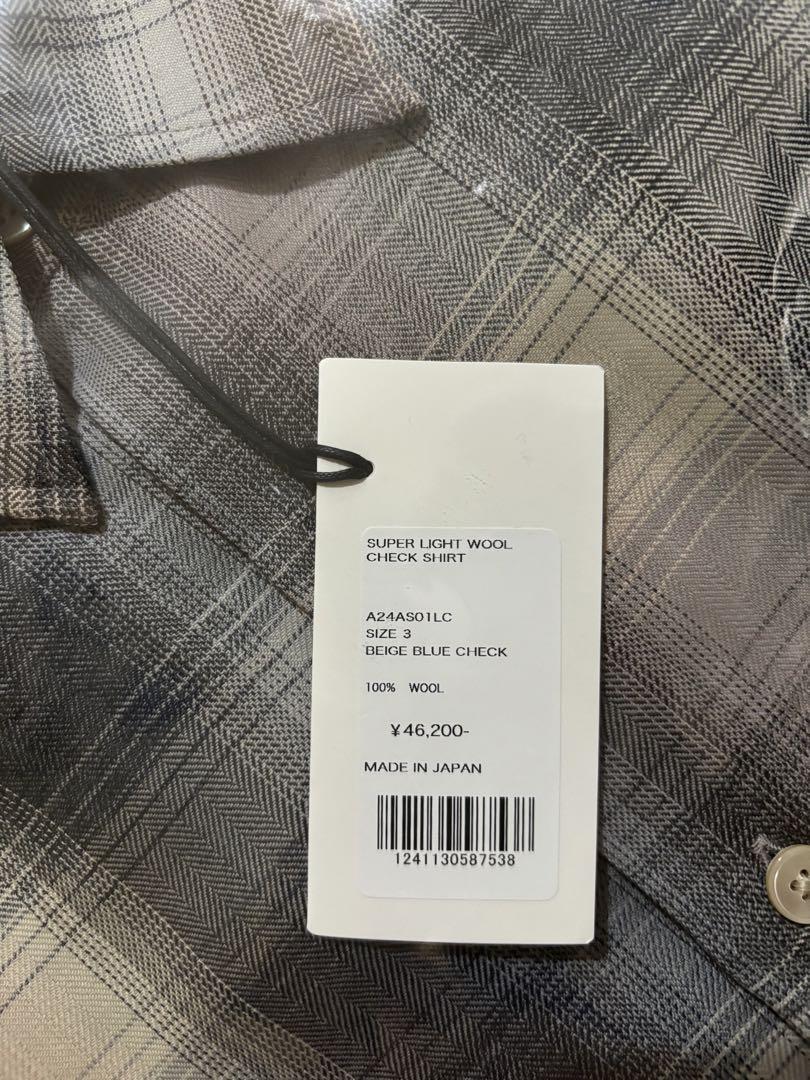 AURALEE SUPER LIGHT WOOL CHECK SHIRT トップス