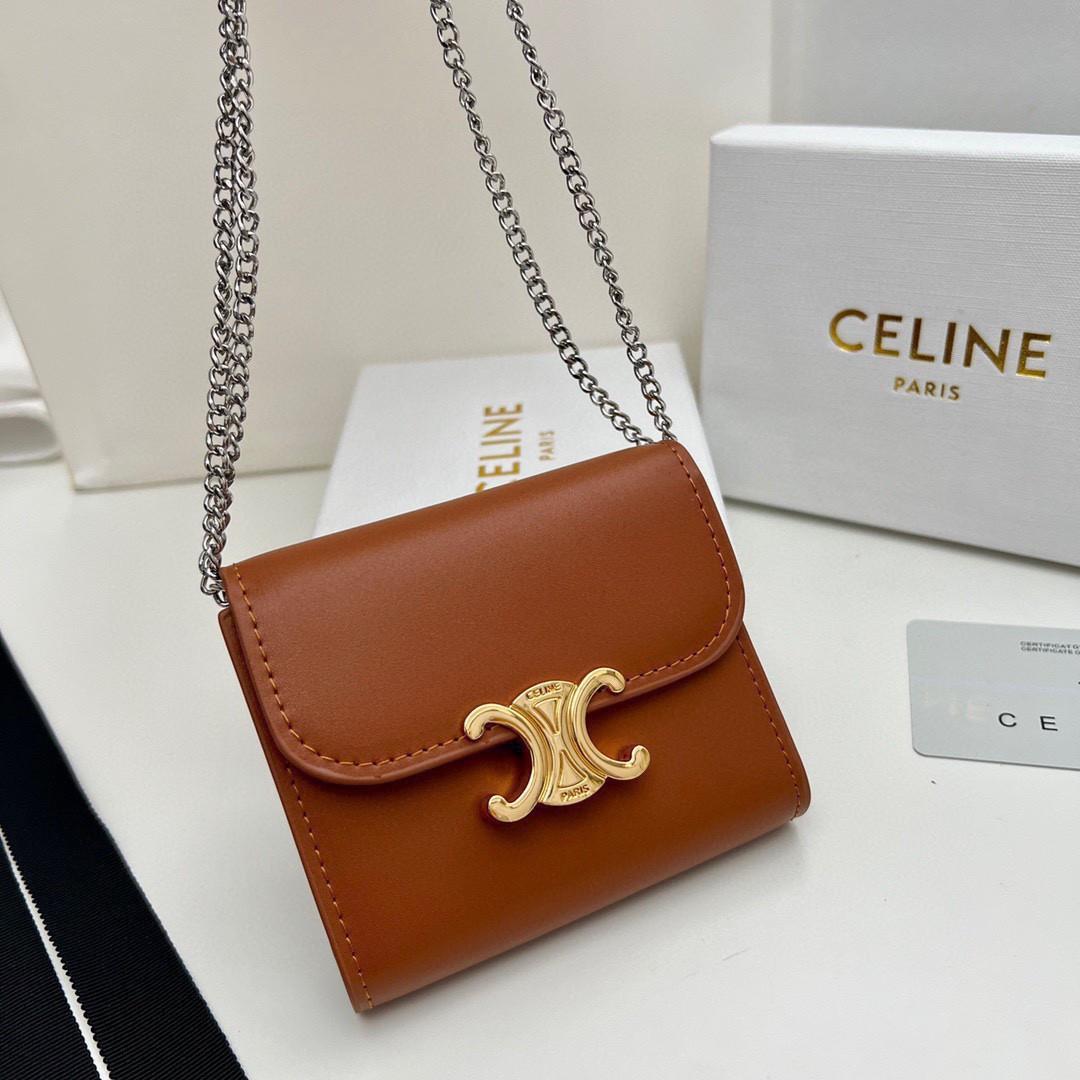【美品/箱付き】セリーヌ◆ レディース イエロー ショートサイズ 三つ折り財布