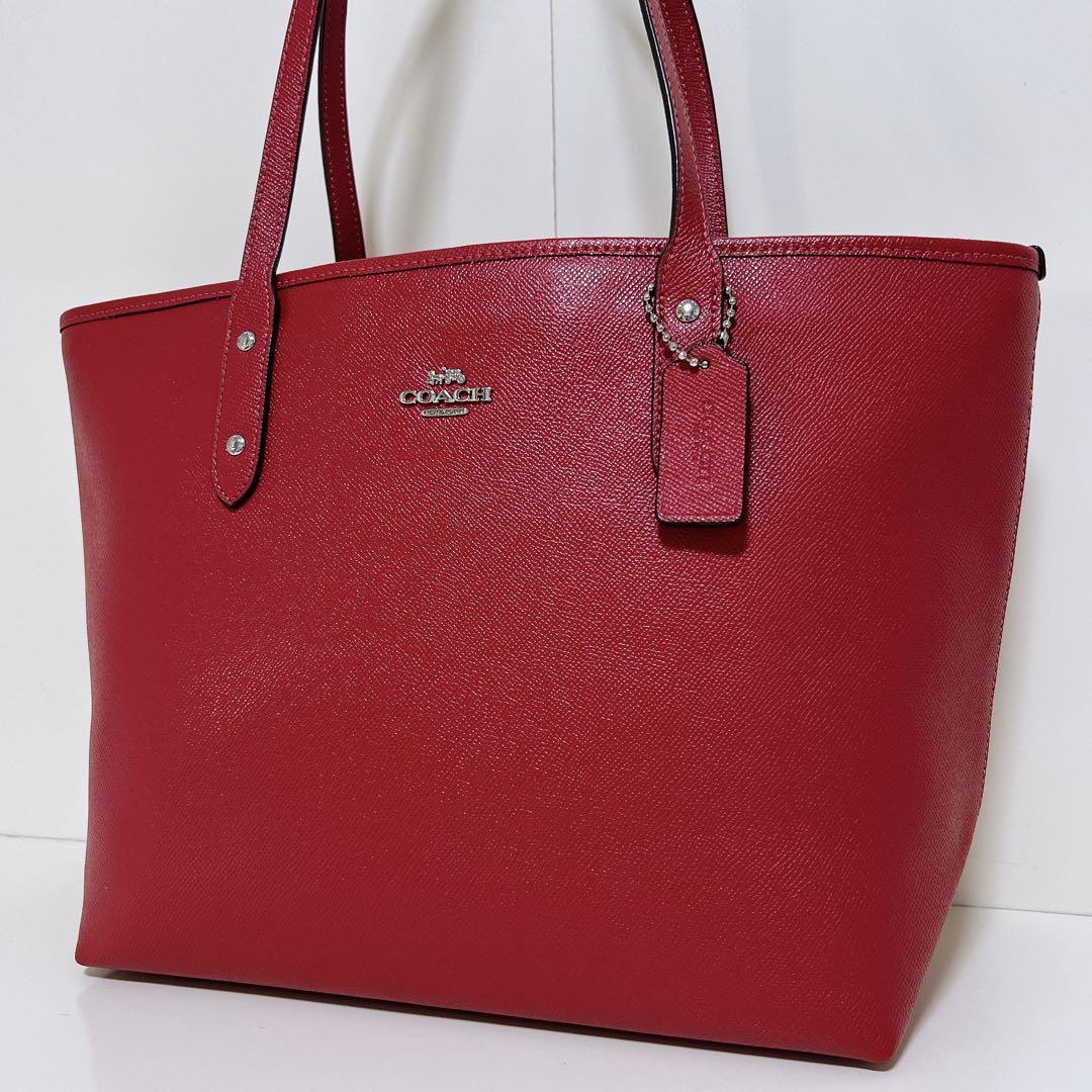 中古・古着通販】COACH (コーチ) レザートートバッグ レッド