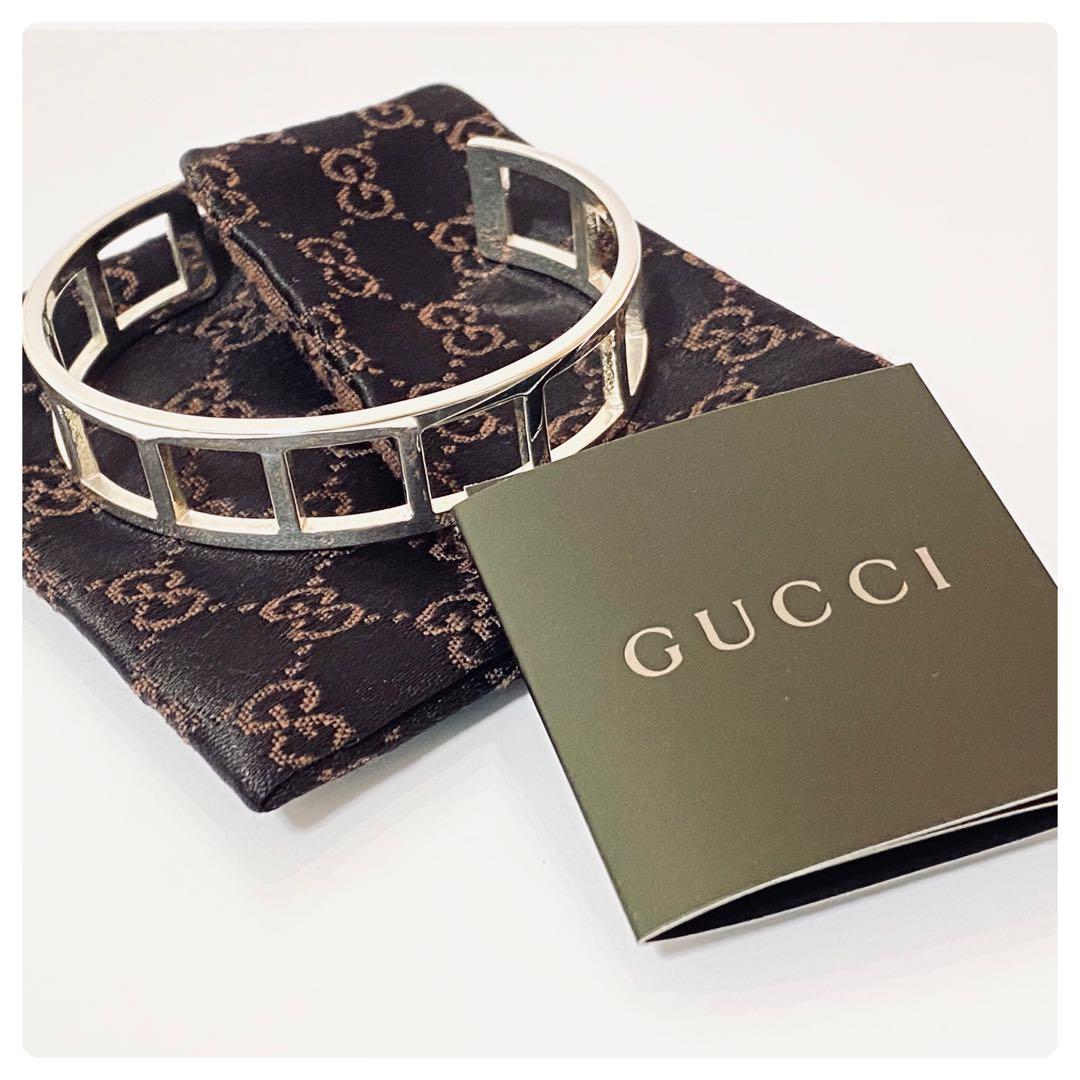 GUCCI グッチ シルバー925 スクエア オープン バングル