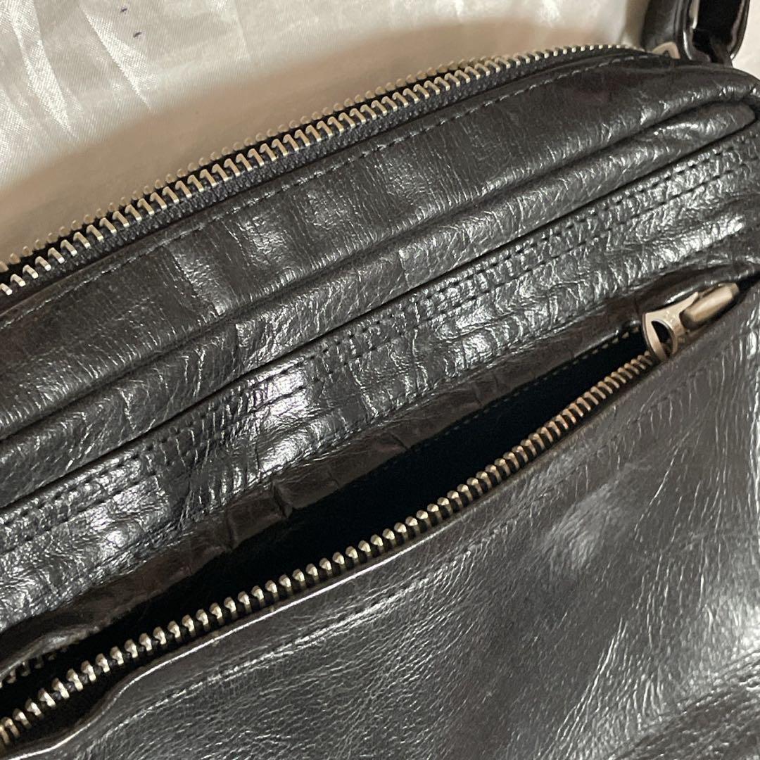 porter レザー ショルダーバッグ サコッシュ　本革　ブラック