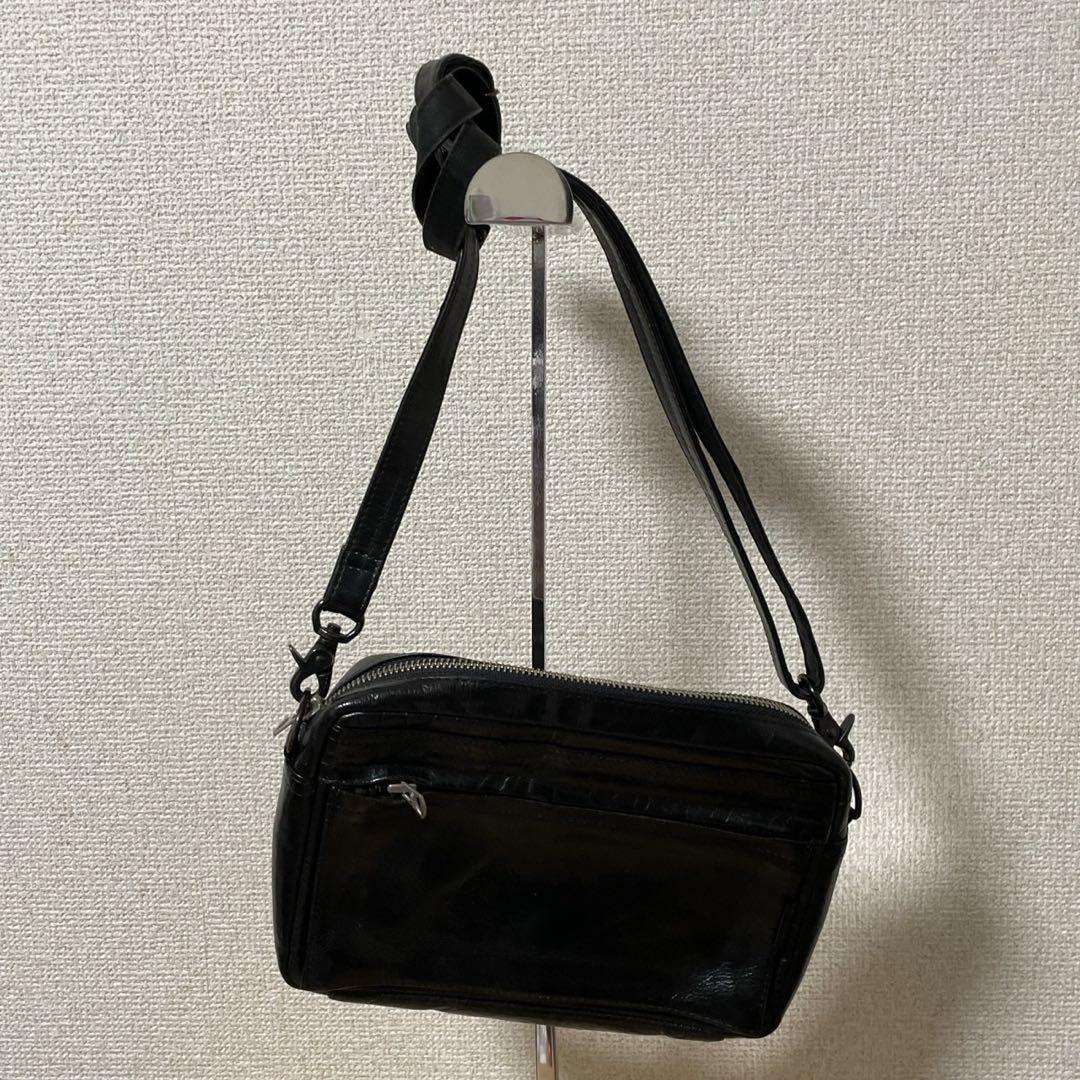 porter レザー ショルダーバッグ サコッシュ　本革　ブラック