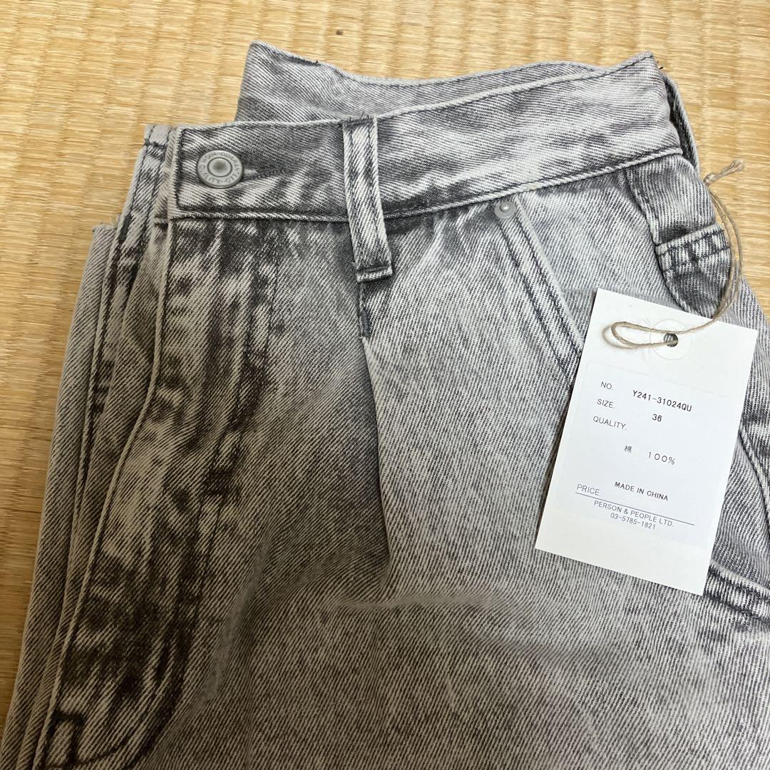 YENN Tuck Wide Denim Pants Light Gray Size 36 Other