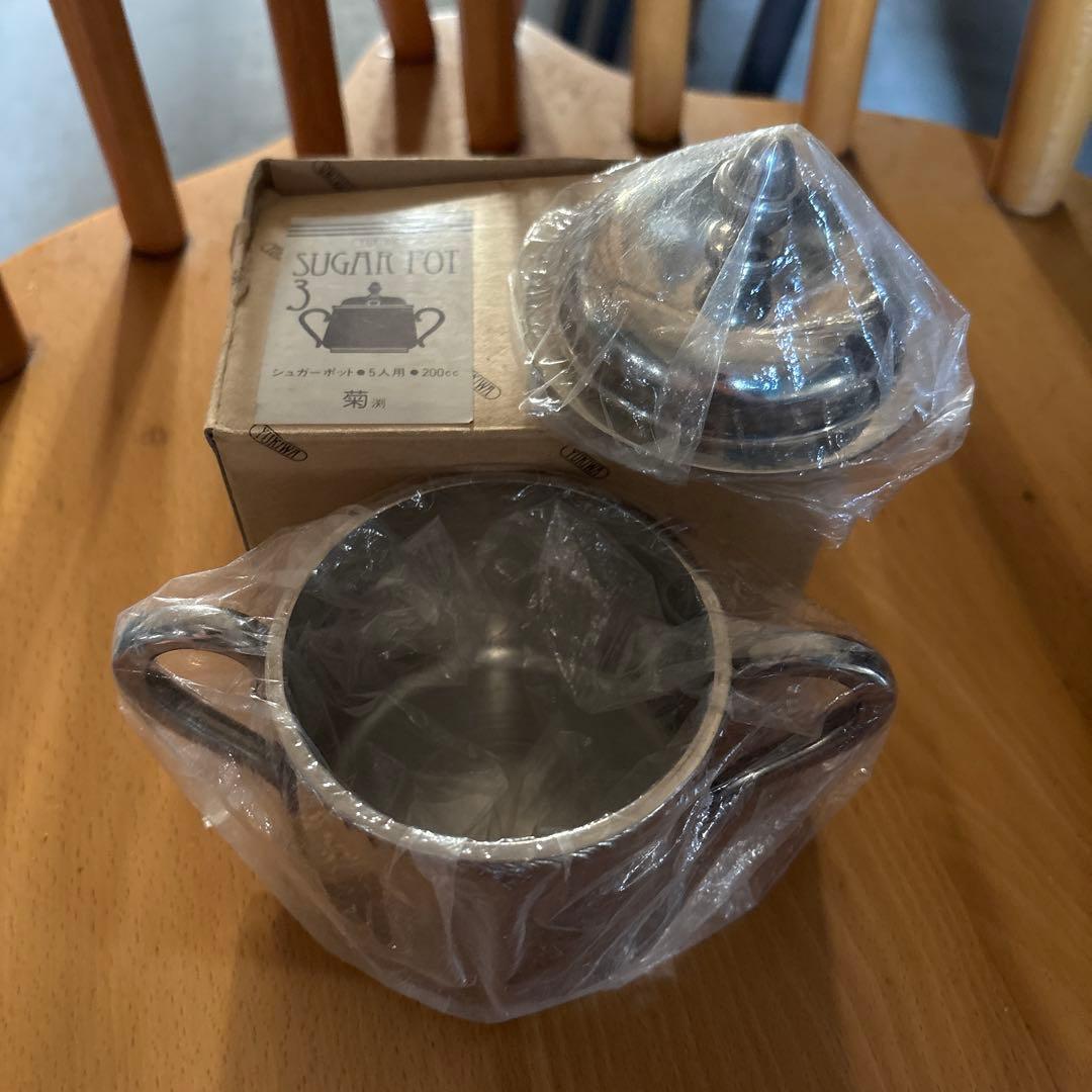 YUKIWA レトロステンレスシュガーポットとミルクポットセット YUKIWA レトロステンレスシュガーポットとミルクポットセット YUKIWA