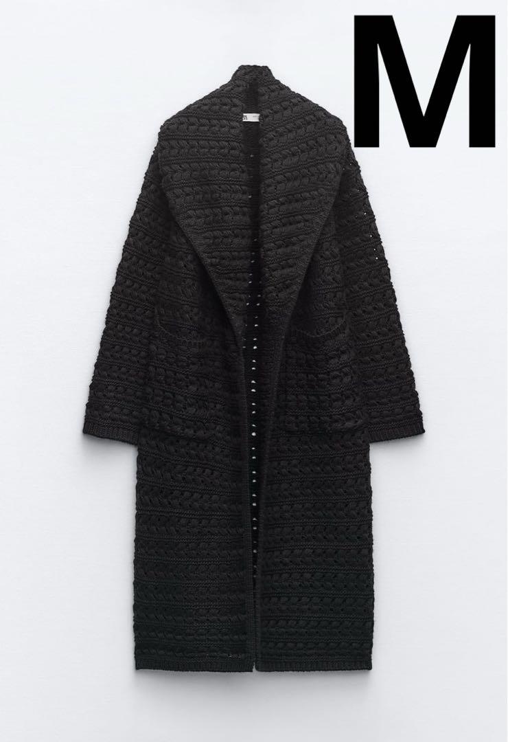 ZARA✳︎テクスチャーロングニットコート - ロングコート安く