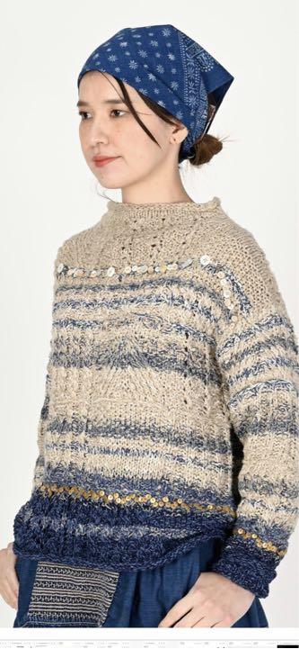 最大15%OFFクーポン ◾️45R◾️ハッピーブルーハンドニットの馬セーター - メルカリ トップス