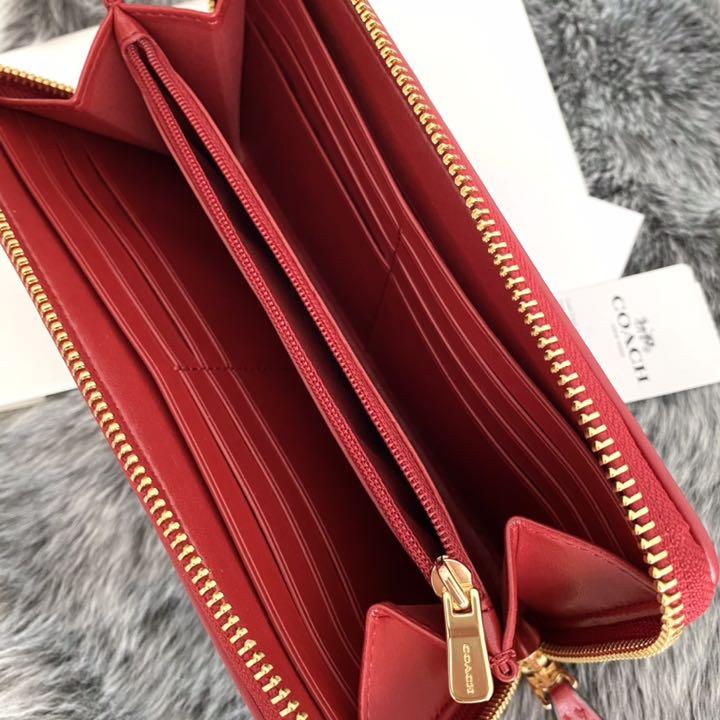 2022本物保証 新品 ブラウン シグネチャー レザー 長財布 2fAXF-m39828494695 COACH コーチ レッド 限定SALE低価