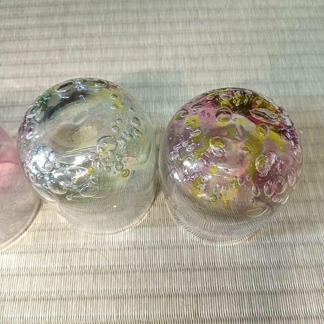 グラス　ピンク　水色　気泡　オレンジ　ガラス　グリーン