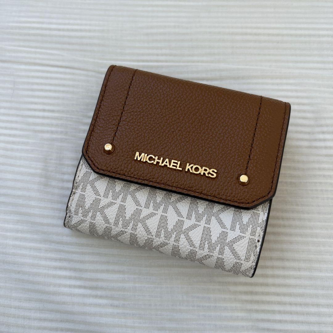 MICHAEL KORS 三つ折り財布 ブラウン/ホワイト