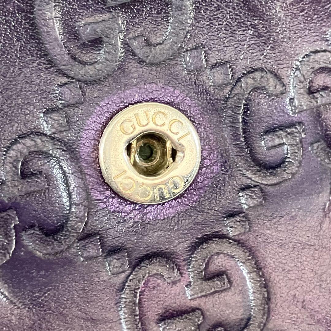 【希少カラー】GUCCI グッチ　シマ　二つ折り　長財布　レザー　GG柄　紫
