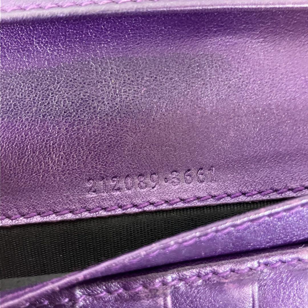 【希少カラー】GUCCI グッチ　シマ　二つ折り　長財布　レザー　GG柄　紫