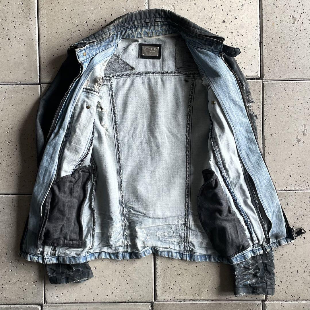 Y2K BUFFALO BOBSコーティング ダメージ デニム ジャケット