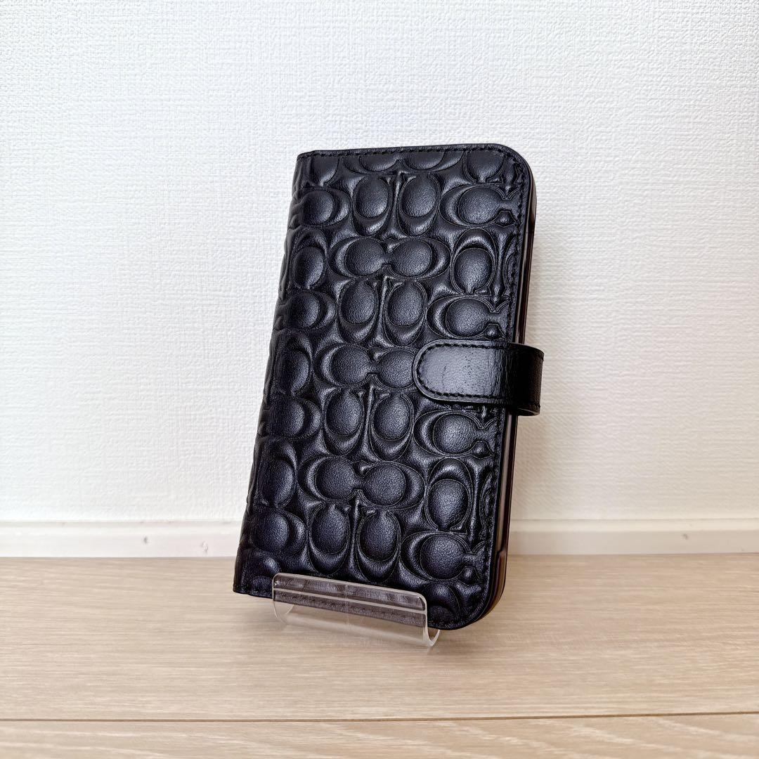 COACH コーチ 手帳型 iPhone12ケース ブラック coach - メルカリ