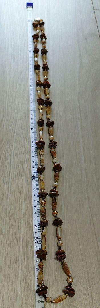 天然石ネックレス 茶色とクリーム色